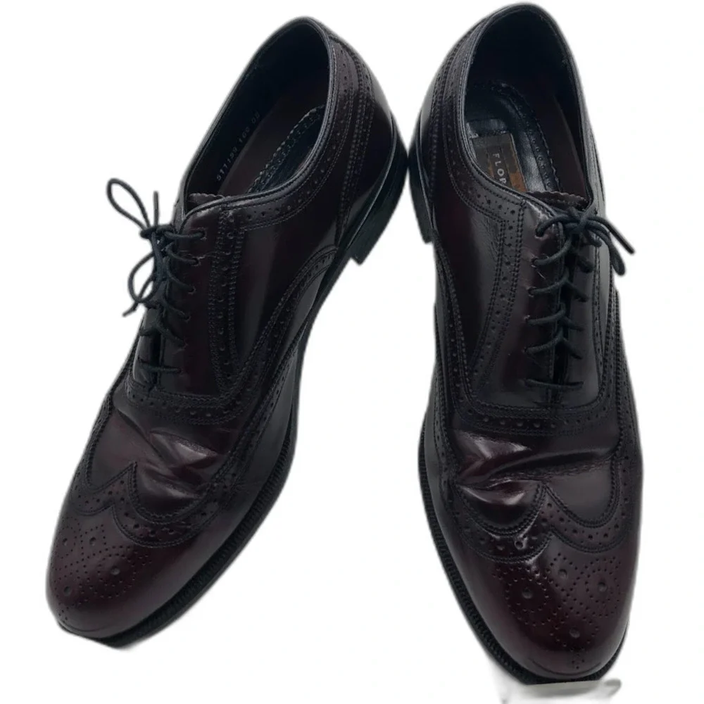 Florsheim Men’s Burgundy Leather Wingtip Oxfords Size 12D Vintage